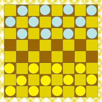 Checkers Board with Starting Positions