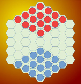 Hexdame Board with Starting Positions